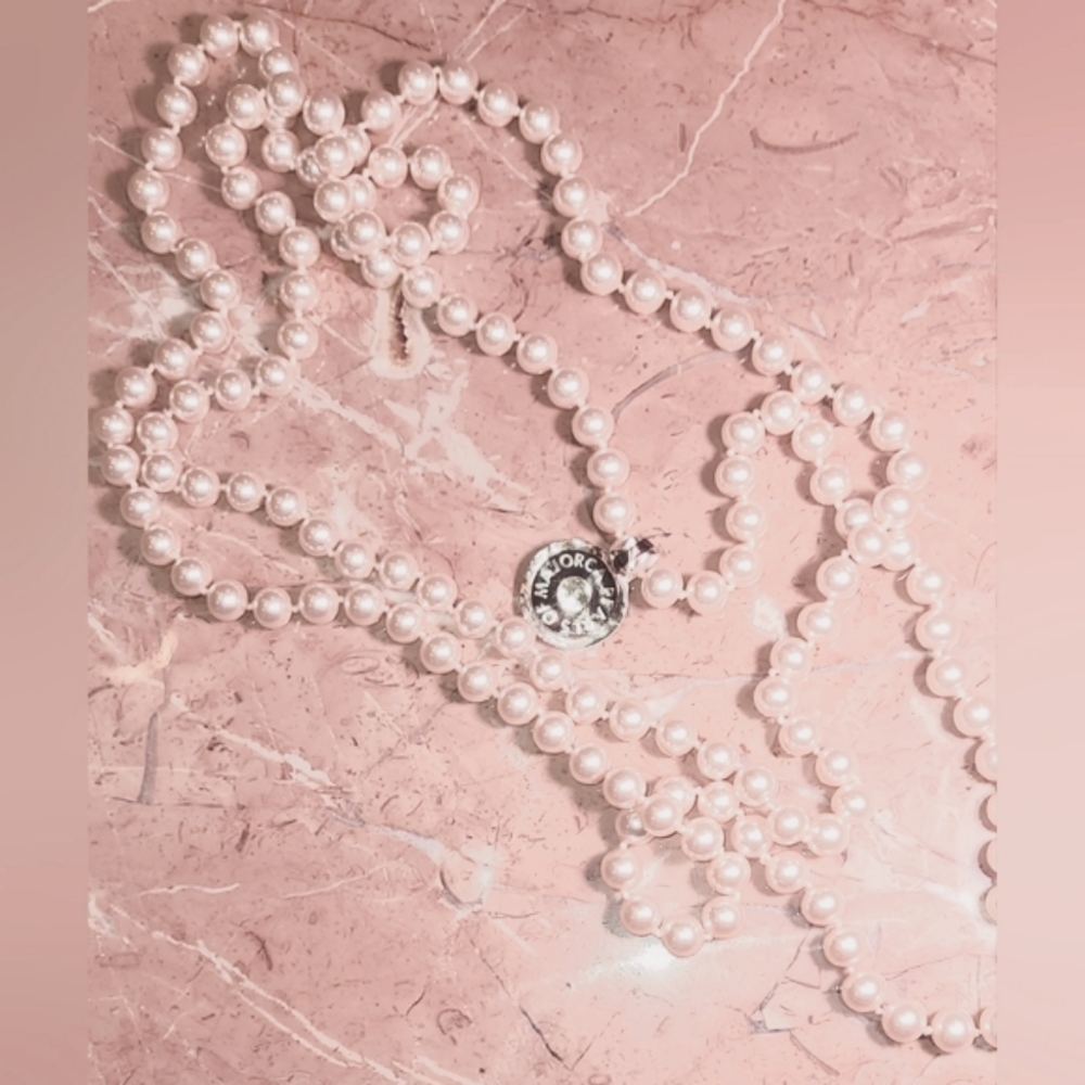 ❤️ VNWT Vintage Majorca Pink Endless Pearl Necklace